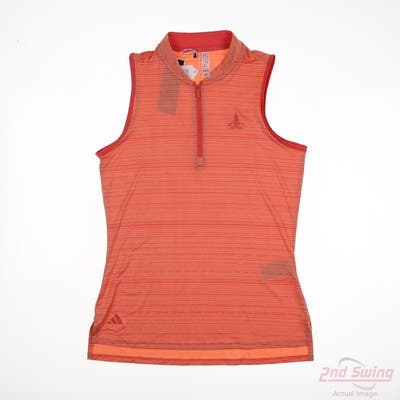 New W/ Logo Womens Adidas Sleeveless Polo Small S Orange MSRP $65