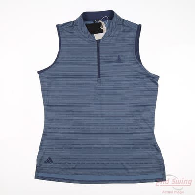 New W/ Logo Womens Adidas Sleeveless Polo Small S Blue MSRP $65