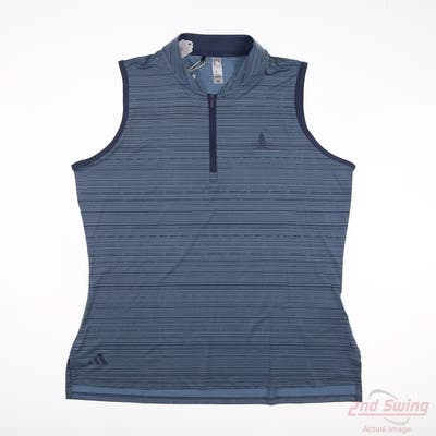 New W/ Logo Womens Adidas Sleeveless Polo Medium M Blue MSRP $65