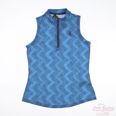 New W/ Logo Womens Adidas Sleeveless Polo X-Small XS Blue MSRP $65