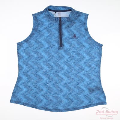 New W/ Logo Womens Adidas Sleeveless Polo Medium M Blue MSRP $65