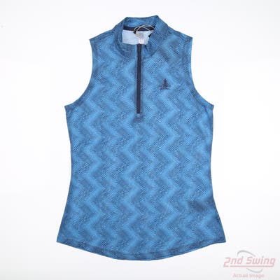 New W/ Logo Womens Adidas Sleeveless Polo Small S Blue MSRP $65