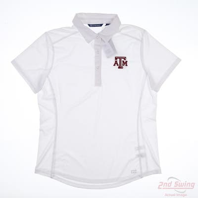 New W/ Logo Womens Cutter & Buck Polo Large L White MSRP $70