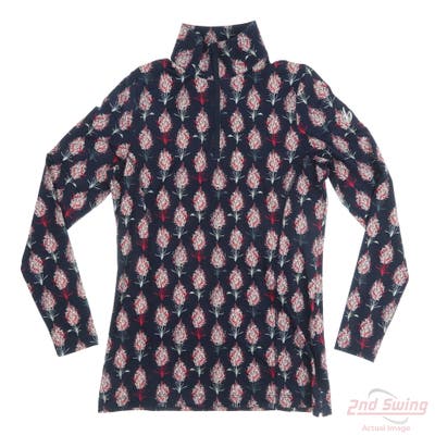 New W/ Logo Womens Peter Millar 1/4 Zip Pullover Medium M Navy Blue MSRP $109