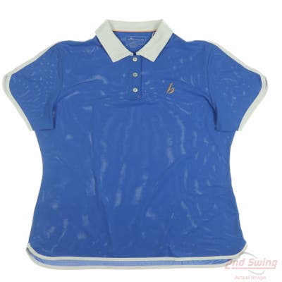 New W/ Logo Womens Peter Millar Polo Large L Blue MSRP $85