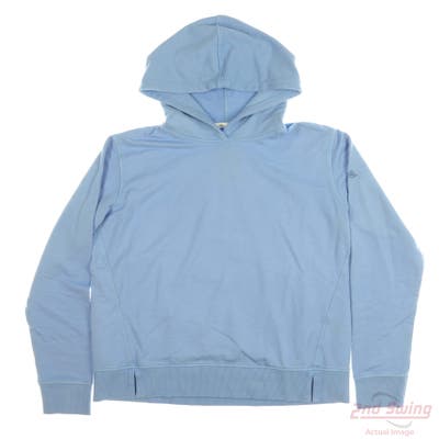 New W/ Logo Peter Millar Womens Golf Hoodie Hoodie Small S Blue Solid MSRP $140