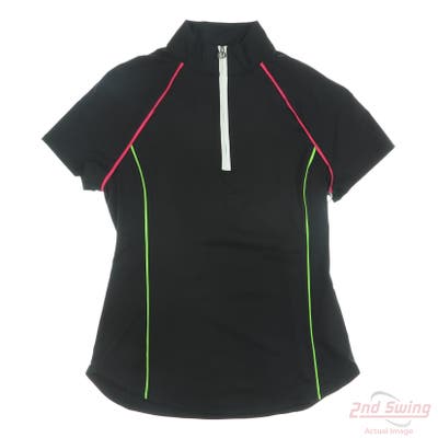 New Womens Kinona 1/4 Zip Polo X-Small XS Black MSRP $125