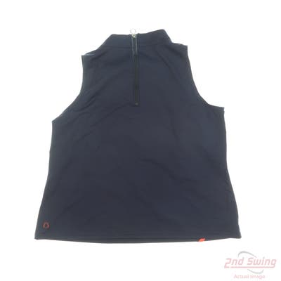 New Womens Kinona Sleeveless Polo Small S Navy Blue MSRP $70