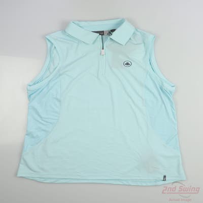 New W/ Logo Womens KJUS Sleeveless Polo Large L Blue MSRP $90