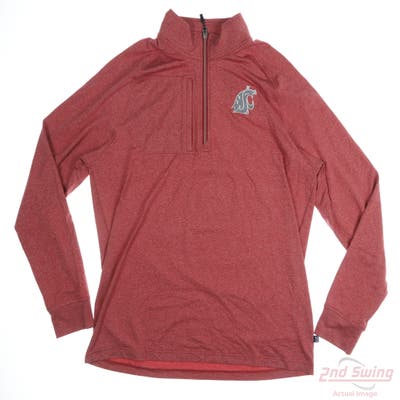 New W/ Logo Mens Cutter & Buck 1/4 Zip Pullover Medium M Red MSRP $80