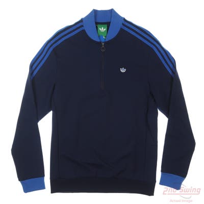 New W/ Logo Mens Adidas 1/4 Zip Pullover Small S Navy Blue MSRP $100
