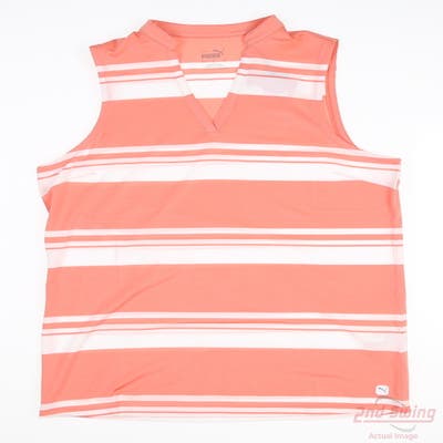 New Womens Puma Sleeveless Golf Polo Small S Carnation Pink MSRP $55