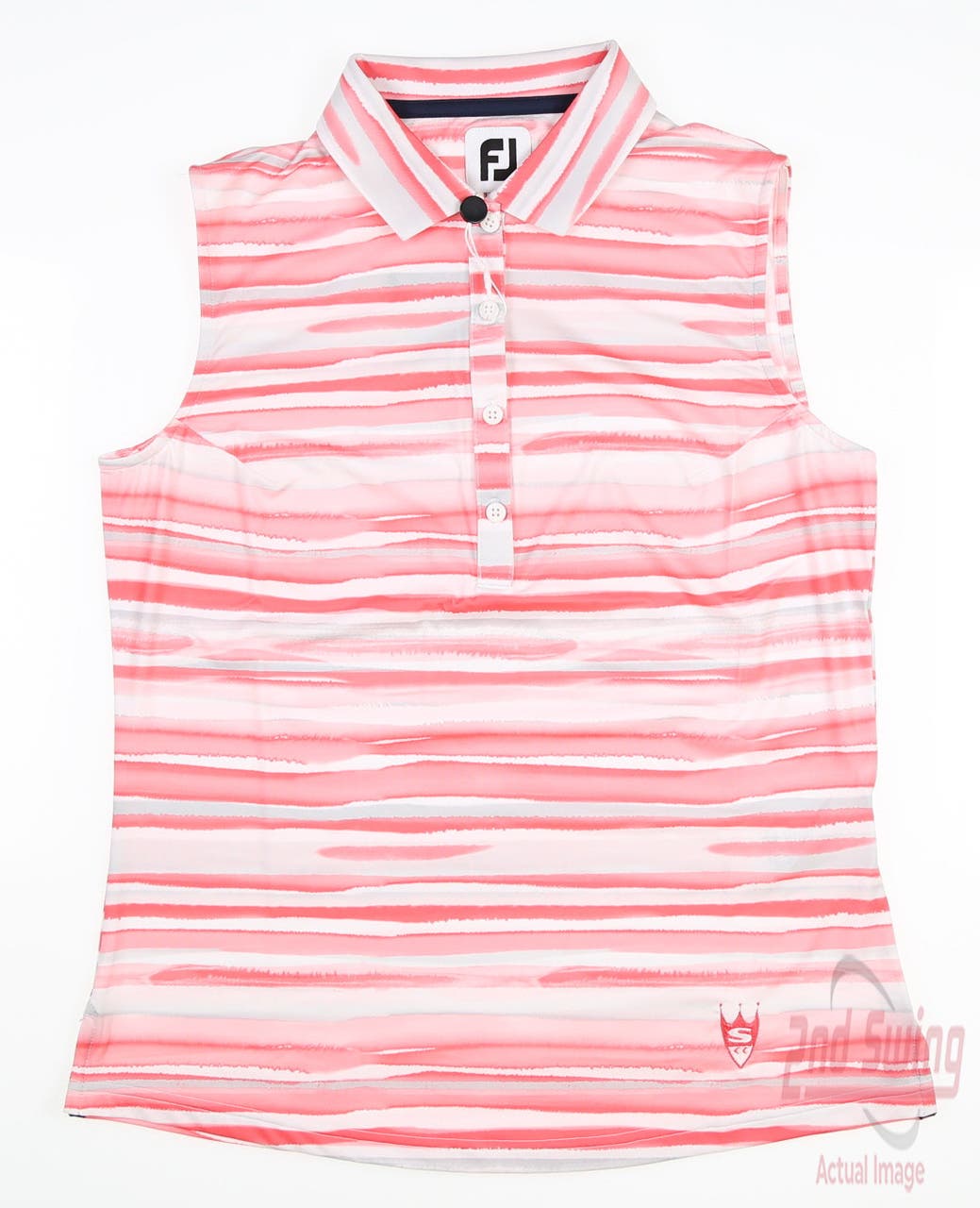 New W/ Logo Womens Footjoy Sleeveless Golf Polo Small S Bright Coral White MSRP $75