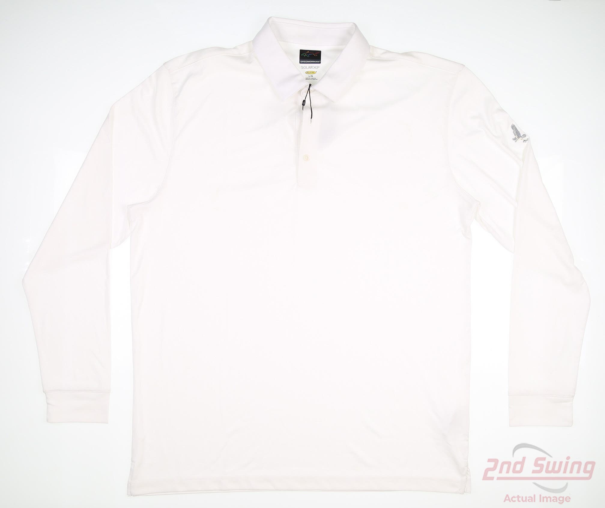 New W/ Logo Mens Greg Norman Golf Long Sleeve Polo Large L White MSRP