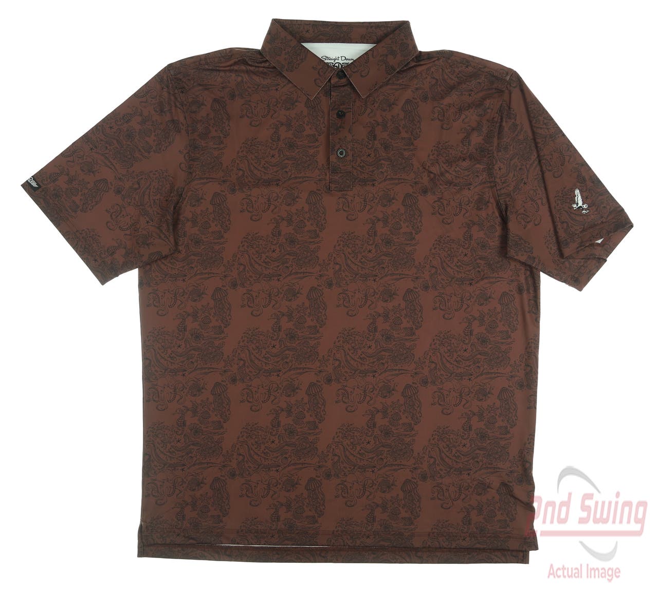 New W/ Logo Mens Straight Down Seals Polo X-Large XL Brown MSRP $98