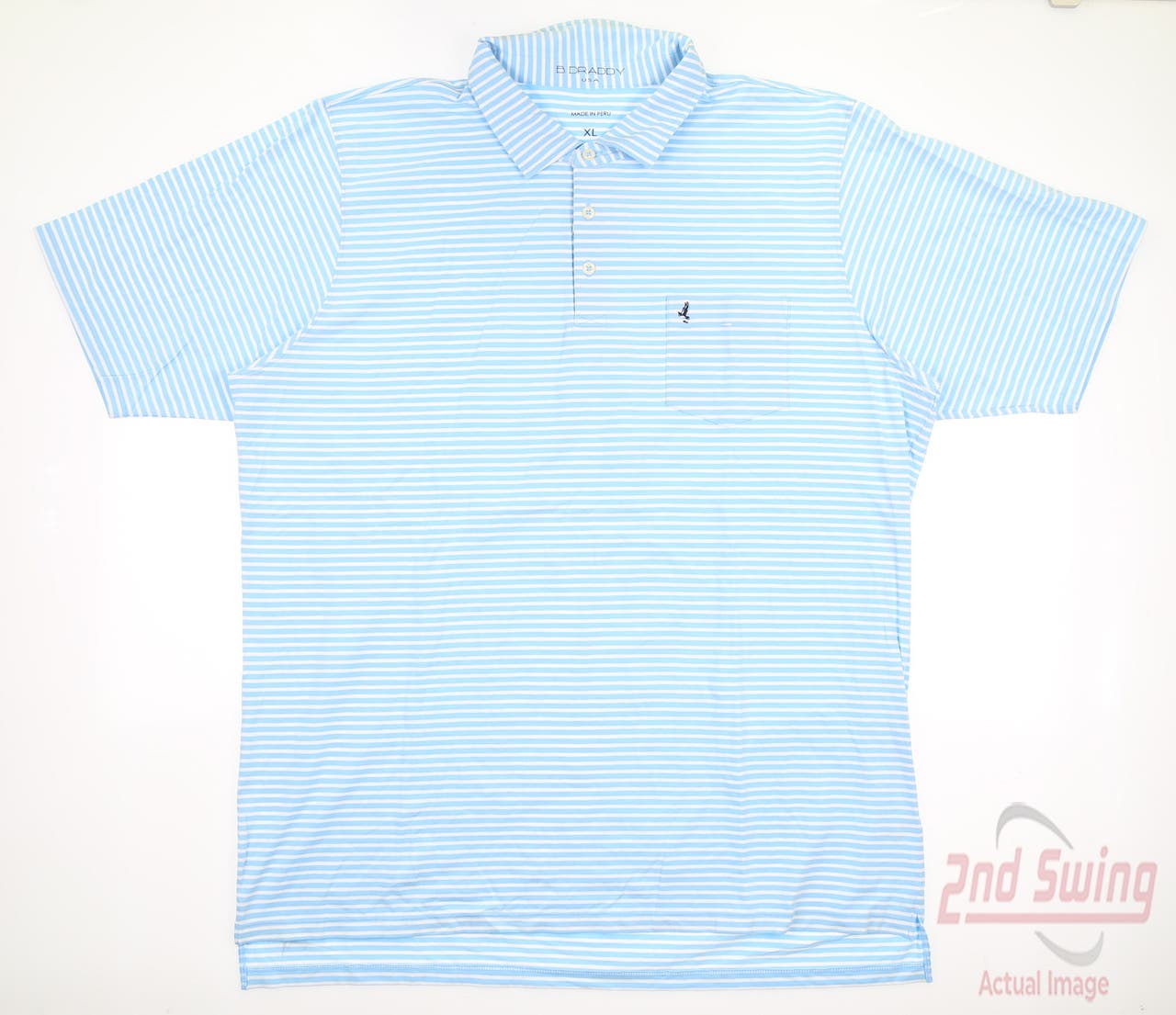 New W/ Logo Mens B. Draddy Tommy Polo X-Large XL Blue/White MSRP $98