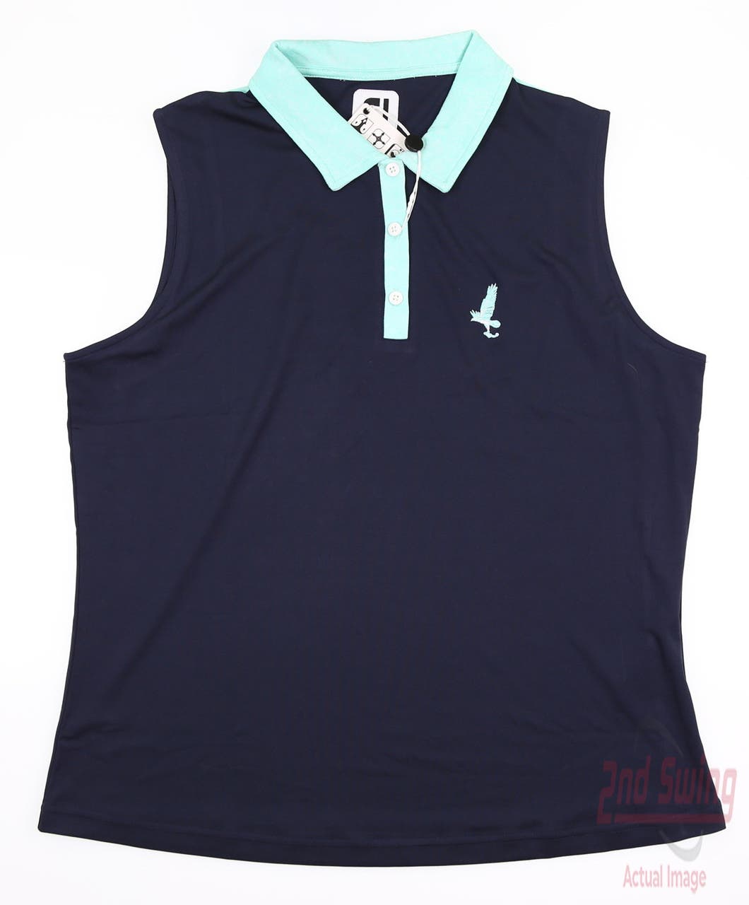 New W/ Logo Womens Footjoy Golf Sleeveless Polo Large L Navy Blue MSRP $74