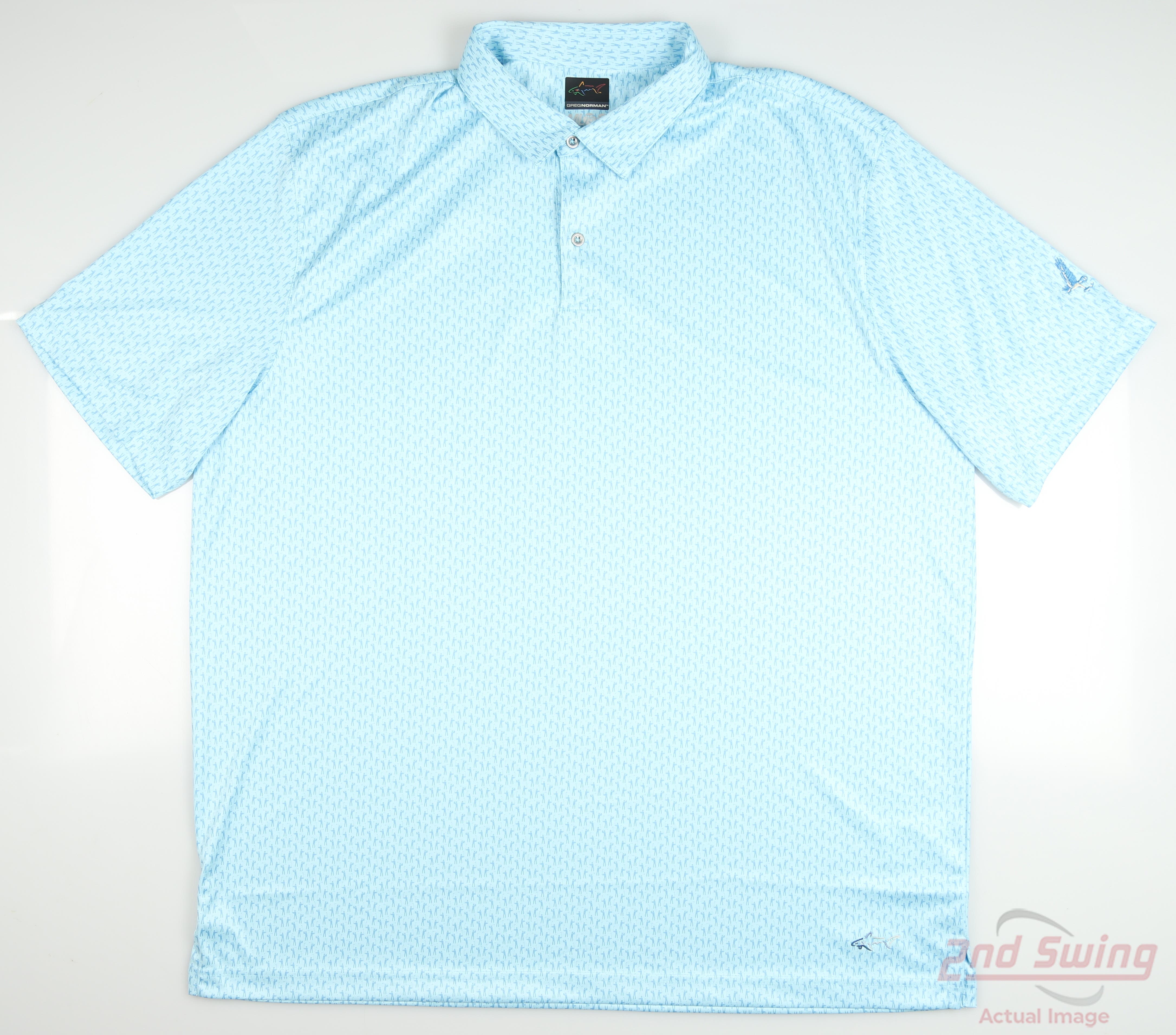 New W/ Logo Mens Greg Norman Golf Polo XXLarge XXL Blue MSRP 79 2nd