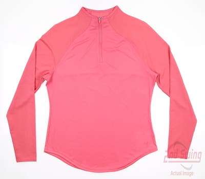 New Womens Puma Shine 1/4 Zip Pullover Small S Rapture Rose MSRP $70