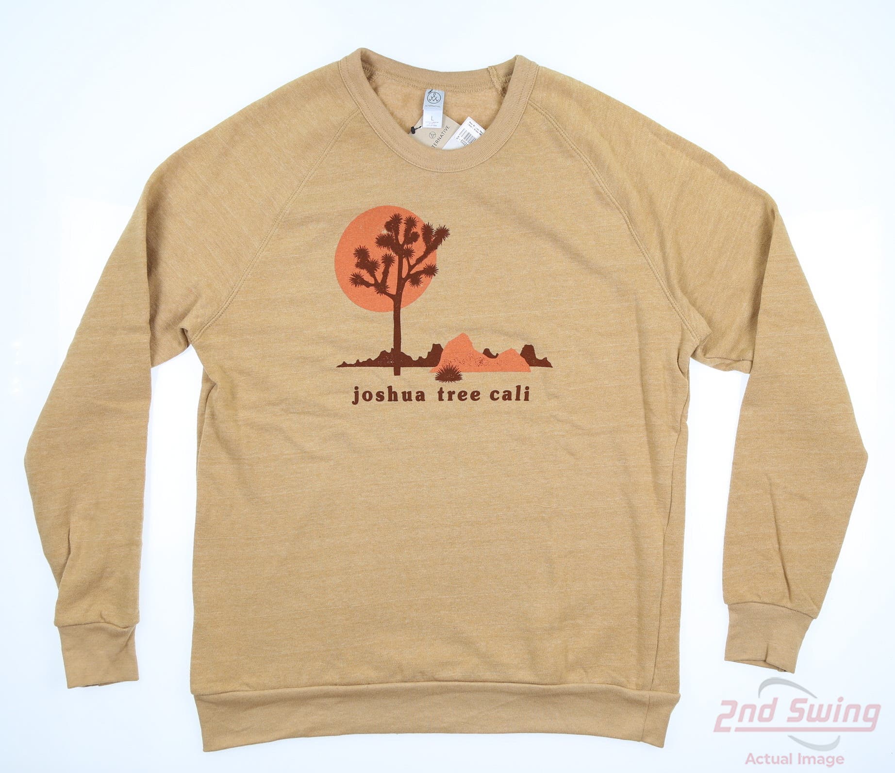 New W/ Logo Mens Alternative Apparel Long Sleeve Crew Neck Large L Brown MSRP 44 2nd Swing Golf