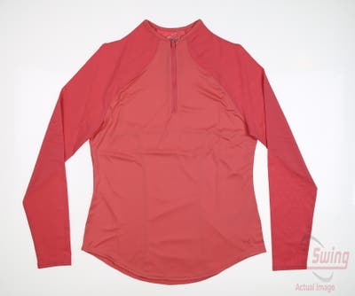 New Womens Puma Shine 1/4 Zip Pullover Small S Coral MSRP $70