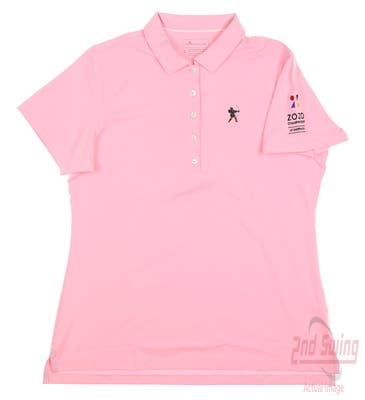 New W/ Logo Womens Peter Millar Golf Polo Large L Pink MSRP $89