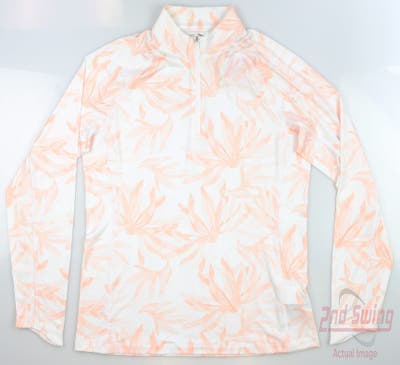 New Womens Puma Youv Lillypad Long Sleeve Crew Neck Small S Bright White/Rose Dust MSRP $65