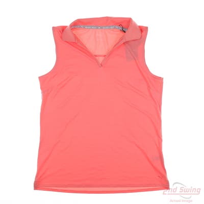 New Womens Puma Cloudspun Coast Sleeveless Polo Small S Carnation Pink Heather MSRP $50