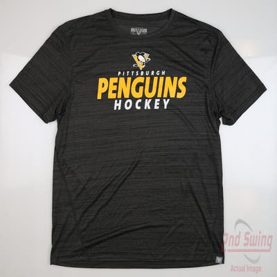 New W/ Logo Mens Level Wear Pittsburgh Penguins Polo Large L Gray MSRP $45