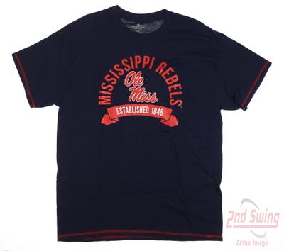 New W/ Logo Mens Level Wear Ole Miss T-Shirt Large L Navy Blue MSRP $25