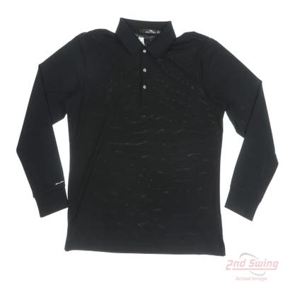 New W/ Logo Womens Ralph Lauren RLX Long Sleeve Polo X-Large XL Black MSRP $50