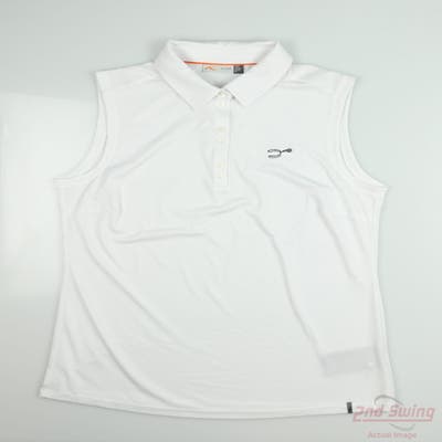 New W/ Logo Womens KJUS Sleeveless Polo X-Large XL White MSRP $50