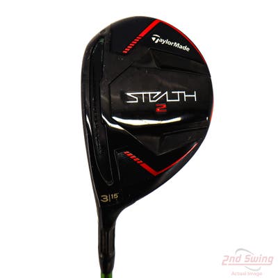TaylorMade Stealth 2 Fairway Wood 3 Wood 3W 15° Aldila Rogue Elite Green 55 Graphite X-Stiff Left Handed 43.75in