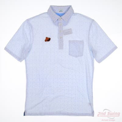 New Mens Johnnie-O Polo Small S White/Blue MSRP $44