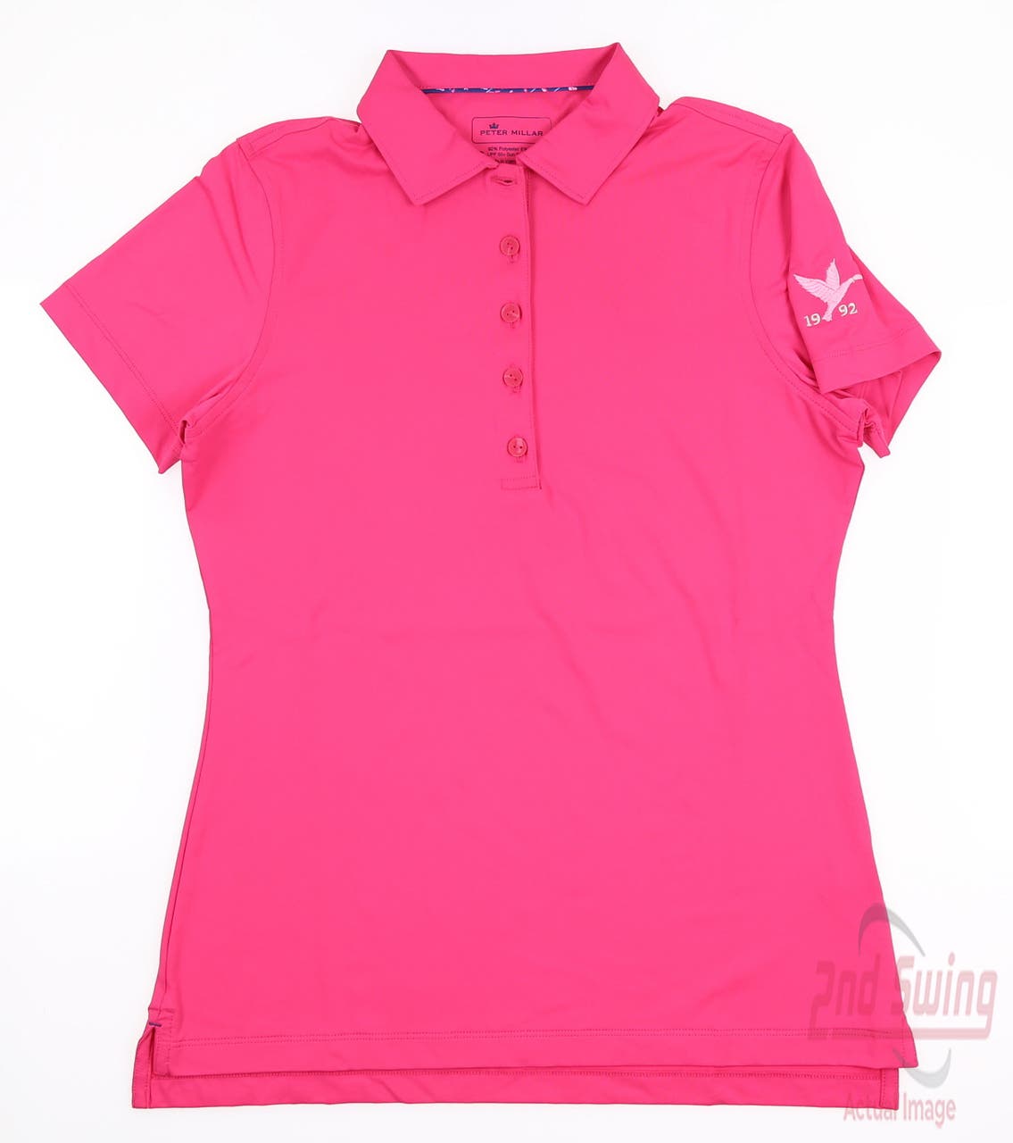 New W/ Logo Womens Peter Millar Golf Polo X-Small XS Pink MSRP $85