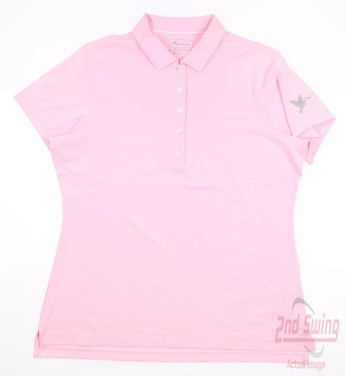 New W/ Logo Womens Peter Millar Golf Polo Large L Pink MSRP $85