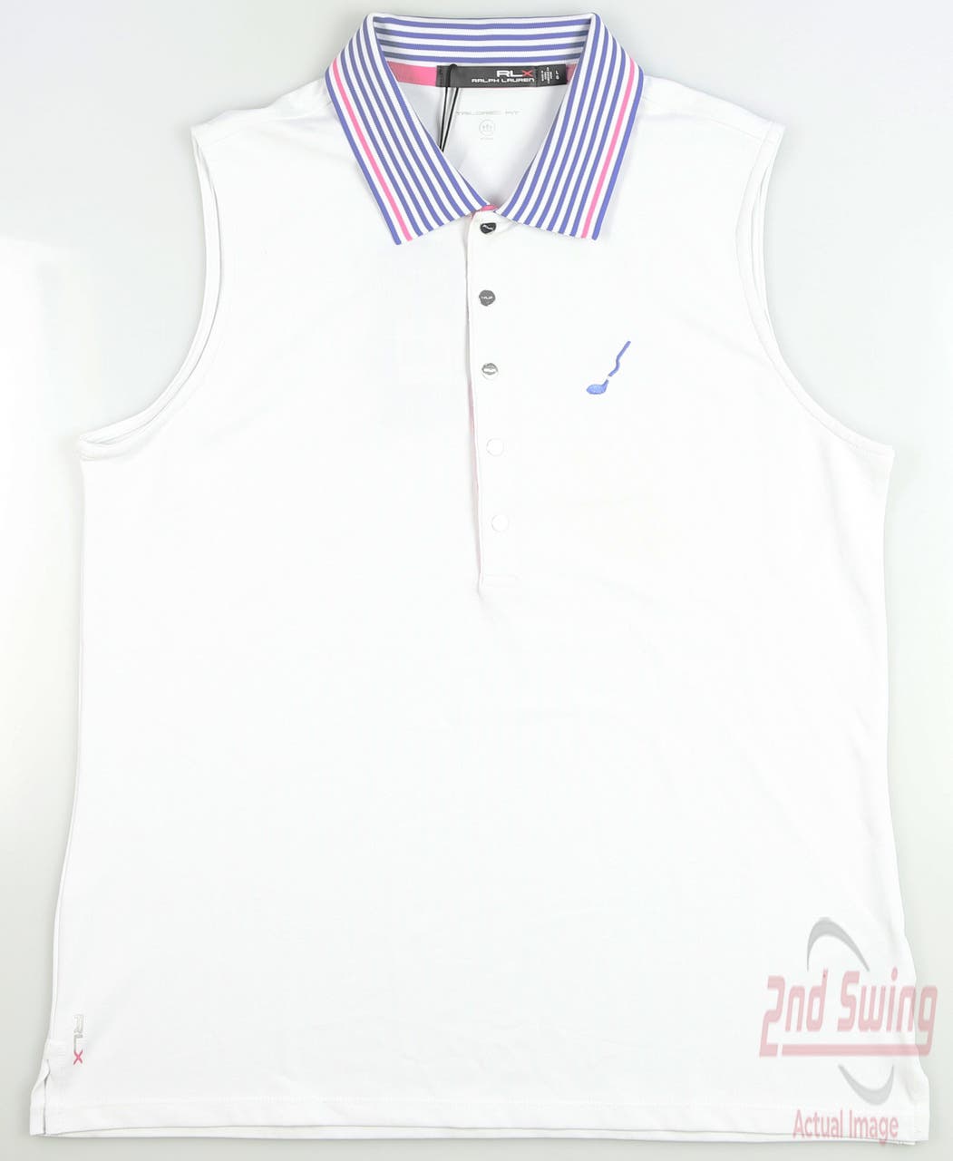 New W/ Logo Womens Ralph Lauren RLX Golf Sleeveless Polo Large L White MSRP $89