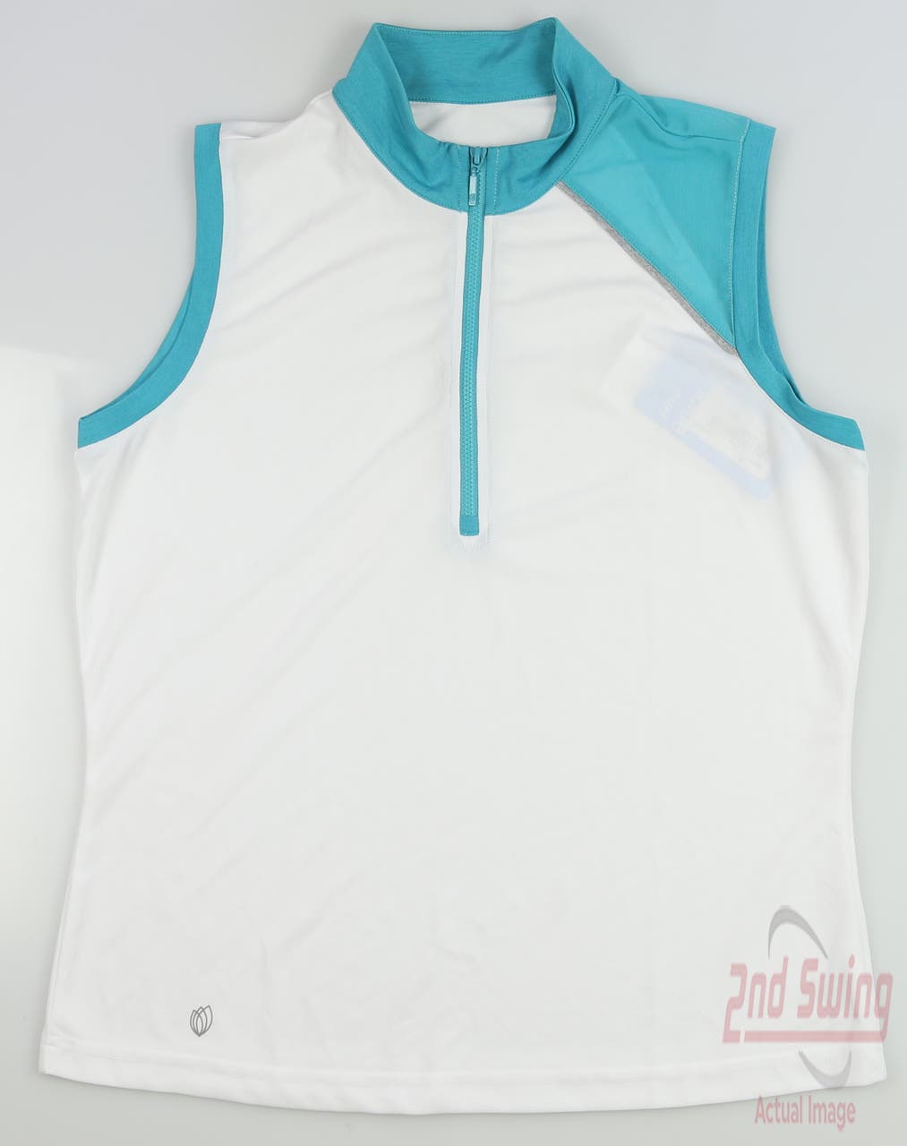 New Womens GG BLUE Aubree Sleeveless Polo Medium M White/Puya MSRP $80