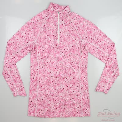 New Womens Puma Youv Plumeria 1/4 Zip Pullover Small S Pink MSRP $70