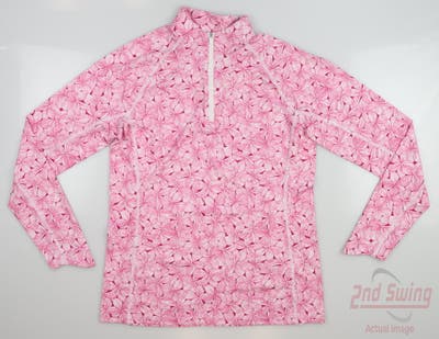 New Womens Puma Youv Plumeria 1/4 Zip Pullover Small S Pink MSRP $70