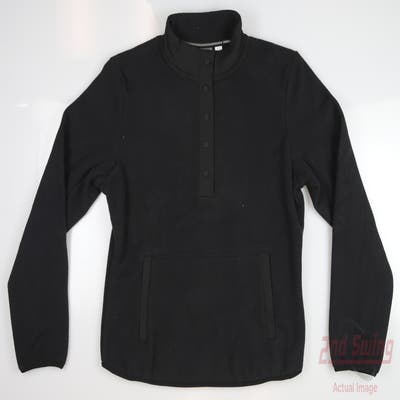 New Womens Puma Fleece 1/4 Zip Pullover Small S Black MSRP $80