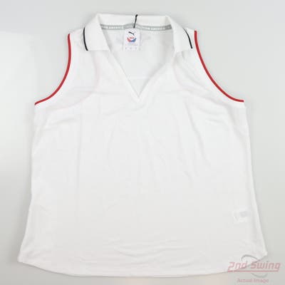 New Womens Puma Volition Rosie Sleeveless Polo Small S White MSRP $70