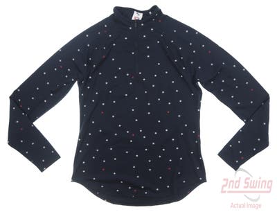 New Womens Puma Volition Stars 1/4 Zip Pullover Small S Navy Blue MSRP $70