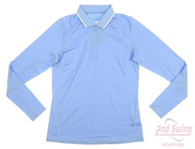 New Womens Puma Youv Long Sleeve Polo Small S Blue MSRP $70