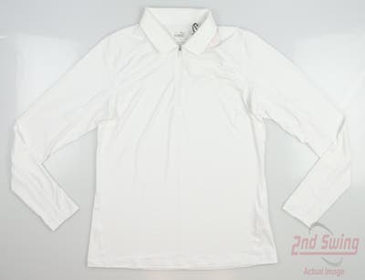 New Womens Puma Youv Long Sleeve Polo Small S White MSRP $70