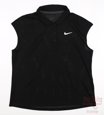 New Womens Nike Golf Sleeveless Polo Medium M Black MSRP $55