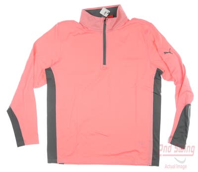 New Mens Puma Gamer 1/4 Zip Pullover Medium M Pink MSRP $80
