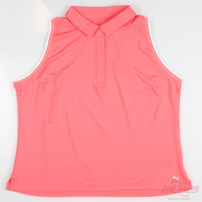 New Womens Puma MATTR Peak Sleeveless Polo Small S Pink MSRP $70