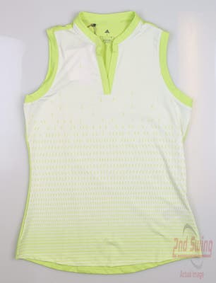 New Womens Adidas Gradient Sleeveless Polo Small S Pulse Lime MSRP $60