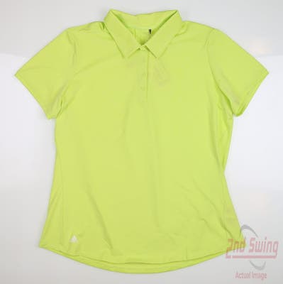 New Womens Adidas Ultimate Solid Polo Large L Pulse Lime MSRP $60